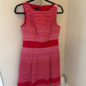 Talbots Red and White Striped Midi Dress